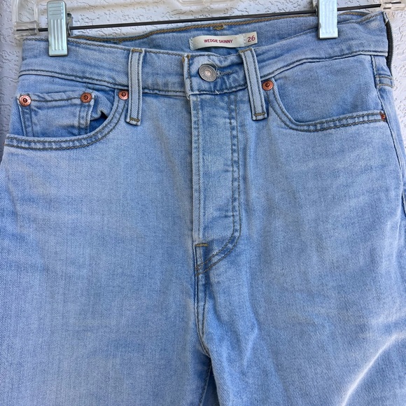 Levi’s High Rise Pencil Wedge Skinny Jeans Light Blue 26w - Picture 2 of 7